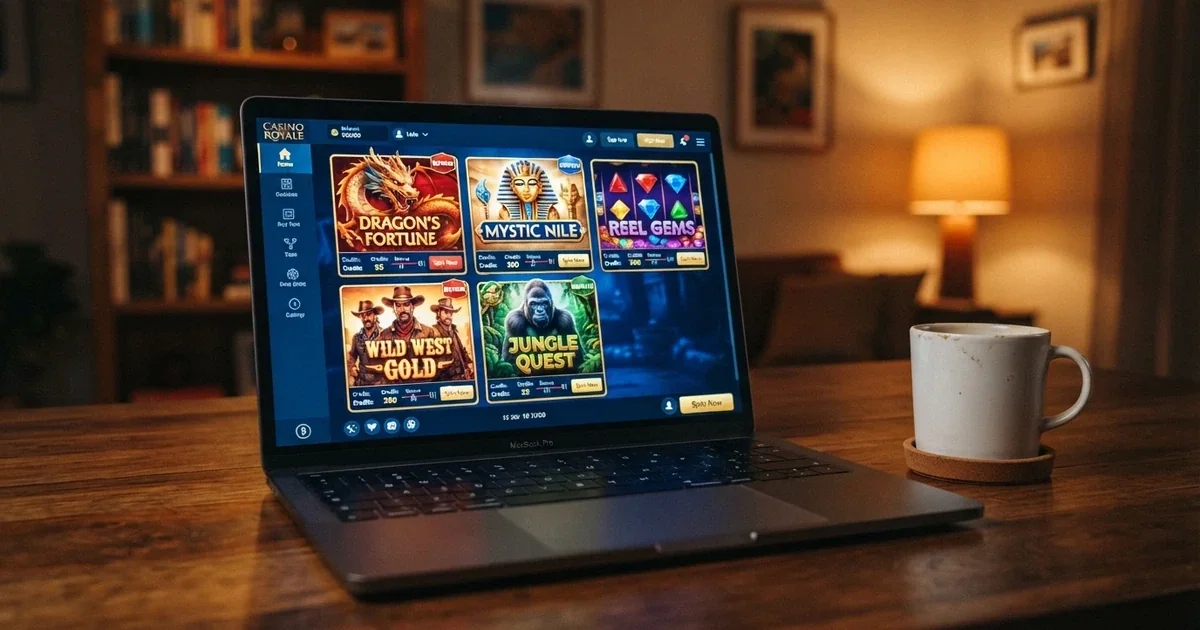 A grid of five-reel online pokie screens showing Australian favourites including Big Bass Bonanza, Sweet Bonanza and Wolf Gold with their bonus features active
