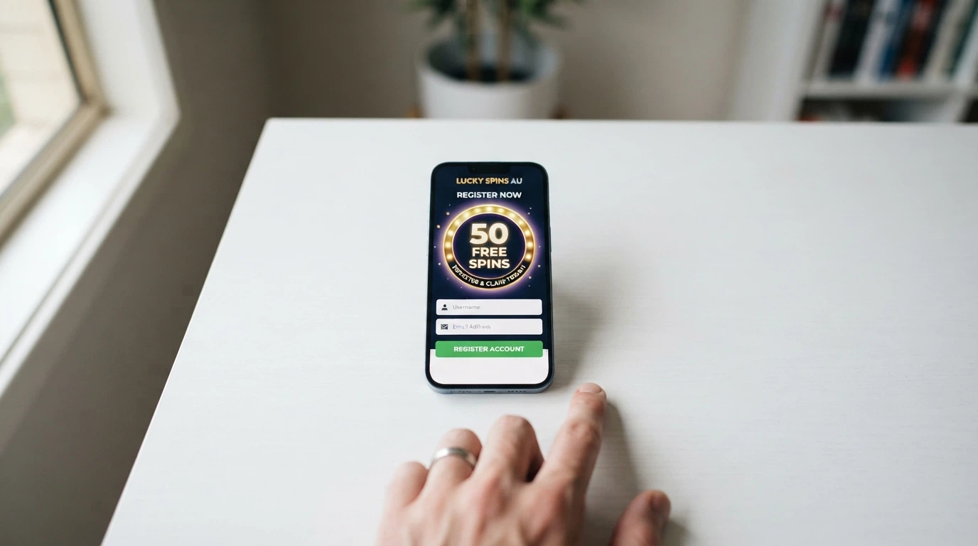 A smartphone screen showing a casino sign-up form with a free-spins counter, no payment field filled