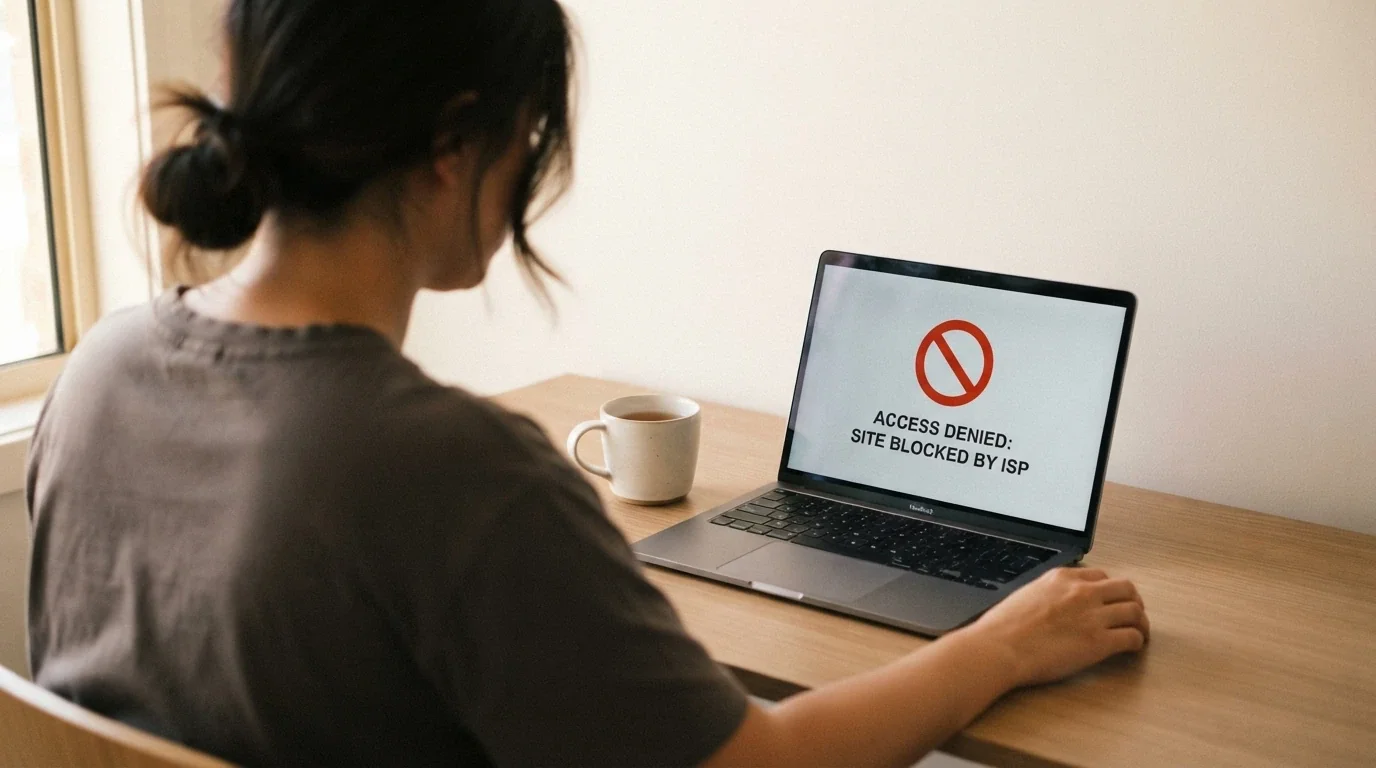 A government-style document header reading “Interactive Gambling Act 2001” with an ACMA logo, overlaid with a red “Prohibited” stamp and a muted Australian map silhouette