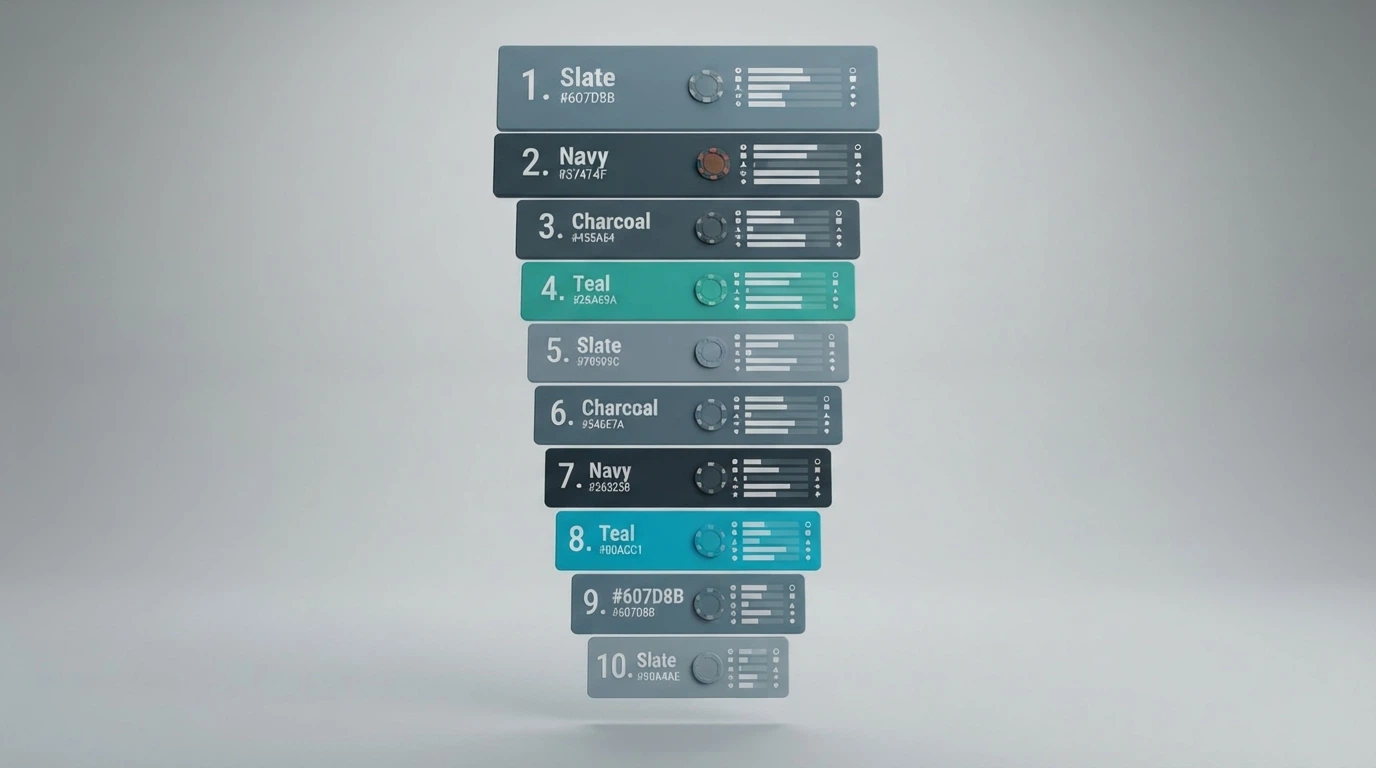 Ten casino brand cards arranged in a ranked list with key metrics displayed beside each one