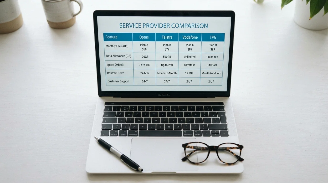 A comparison table on a laptop screen showing casino names, bonus columns and wagering figures in a grid layout