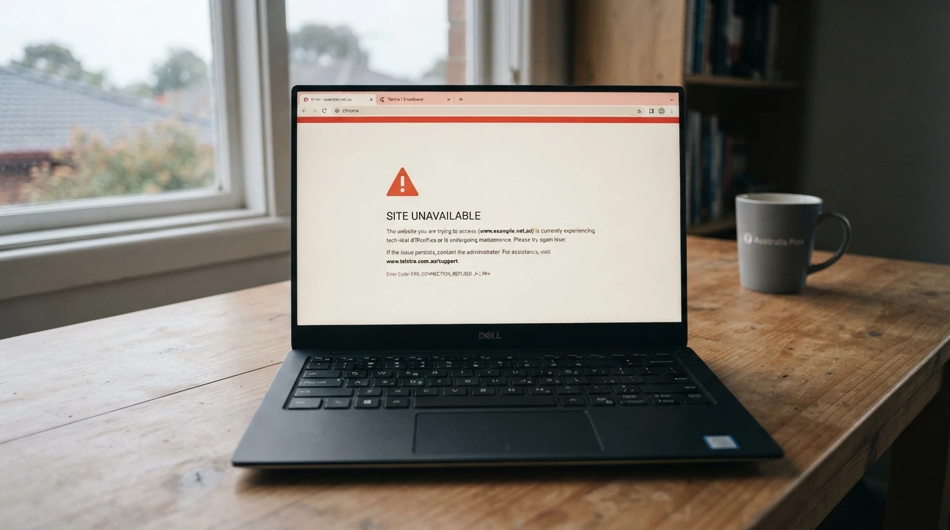 A browser window showing an ACMA blocking notice page with the Australian Government crest visible