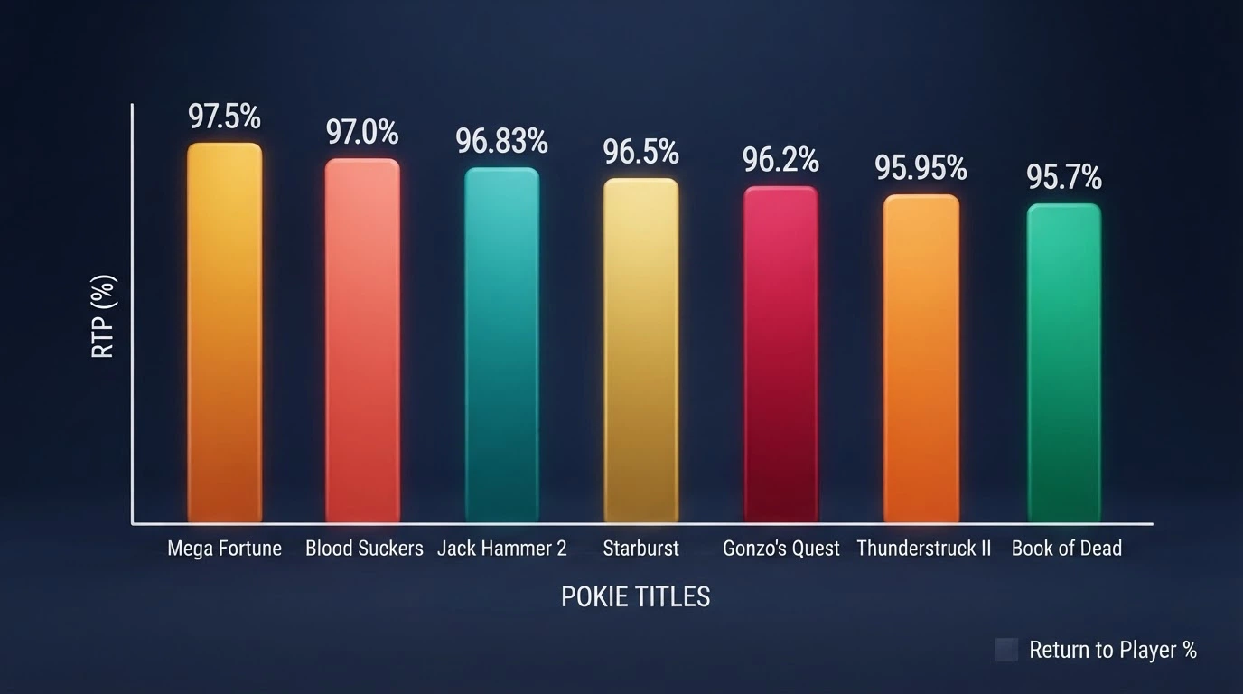 A visual ranking of 7-reel pokie title cards arranged by RTP, with Sugar Rush 1000 at the top